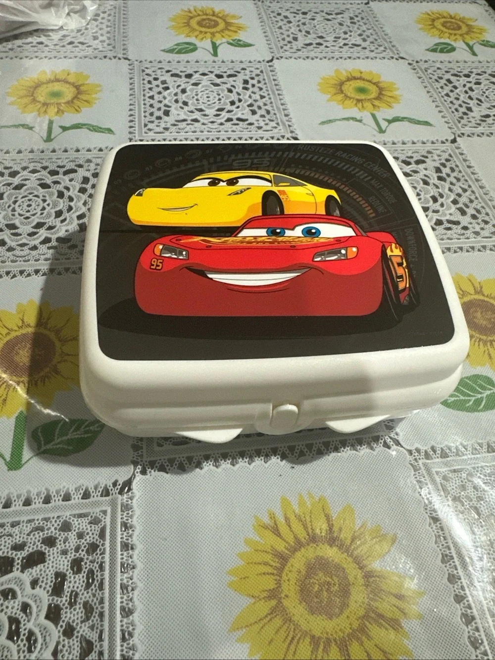 Tupperware Kids Cars Cup and Snack Container - Red, Yellow, Black, White